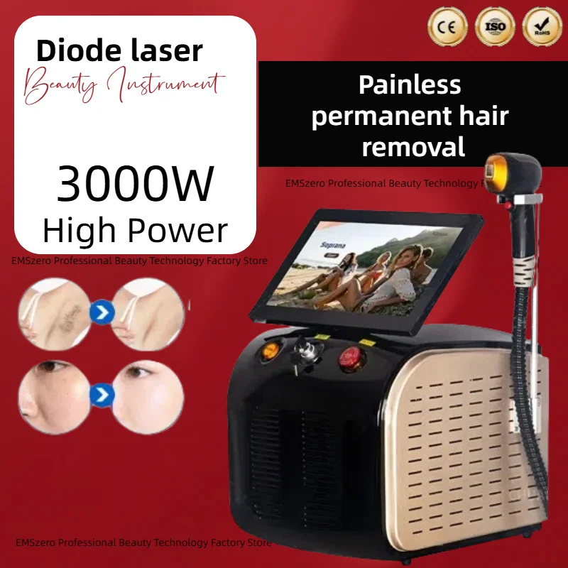 

Diode 3 wavelength hair removal device 808nm 1064nm soprano freezing point hair removal painless permanent hair removal