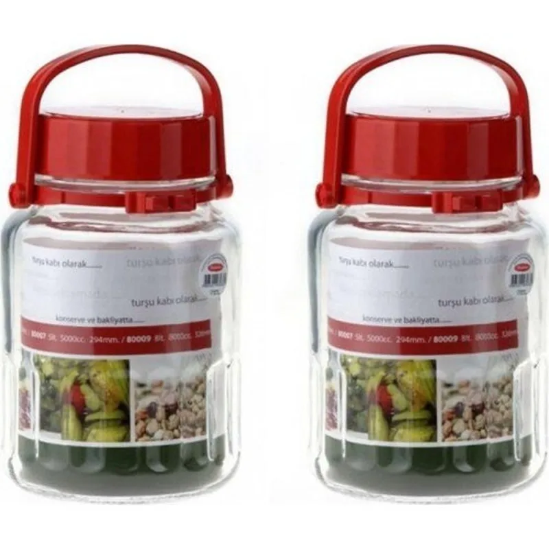 Pasab 80005 Harvest Plastic Lid Glass Jar 3 Liter-2 Pieces