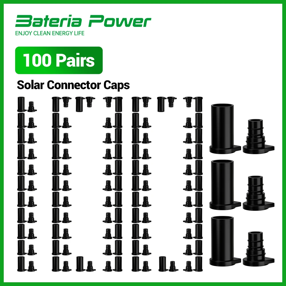 

100 Pairs Solar Connector Caps, Weather Resistant Dust Male and Female Cap for Solar Connectors