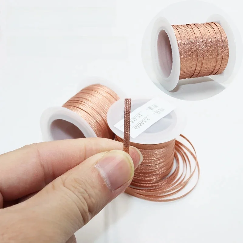 Drut miedziany 15/8M długość 2.0/2.5/3mm szerokość rozlutowanie oplot knot lutownica do usuwania przewodów dla PCB BGA spawanie Rework narzędzie do lutowania — zdjęcie 2