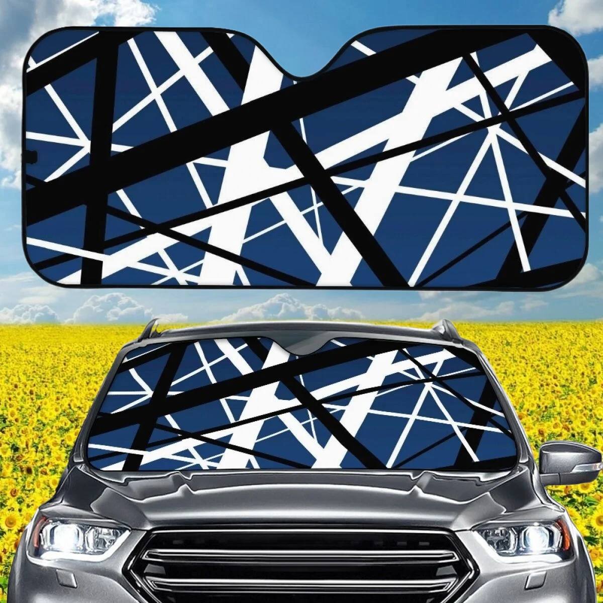 

Van EVH 5150 STRIPES Print Car Sun Shade Aluminum Foil Dirt Resistant Standard High Quality Auto Windshield Covers New Fashion