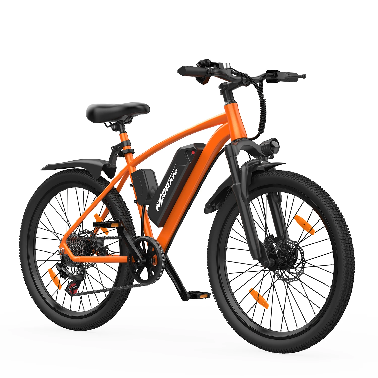 MaiRide 26 inch elektrische fiets voor volwassenen, 250W motor, 36V 10Ah uitneembare batterij, voorvering, 7-versnellings all-terrain e-bike