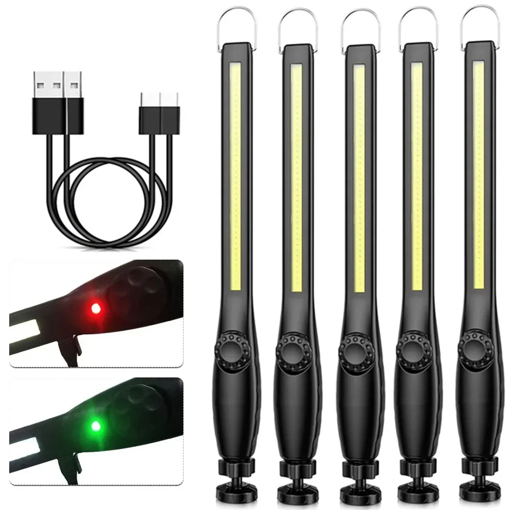 Lampe de poche LED COB, lampe de travail magnétique, torche Rechargeable par USB, lanterne Portable, lumière d'inspection, lampe de réparation de voiture et de Camping, 1 à 10 pièces