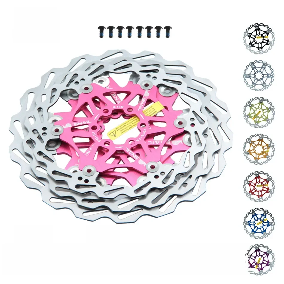 AliExpress Goodtaste SNAIL Bicycle disc brake pads 160mm 180mm 203mm aluminum alloy 6 nail rotor Mtb road bike floating discs parts Accessories nfox