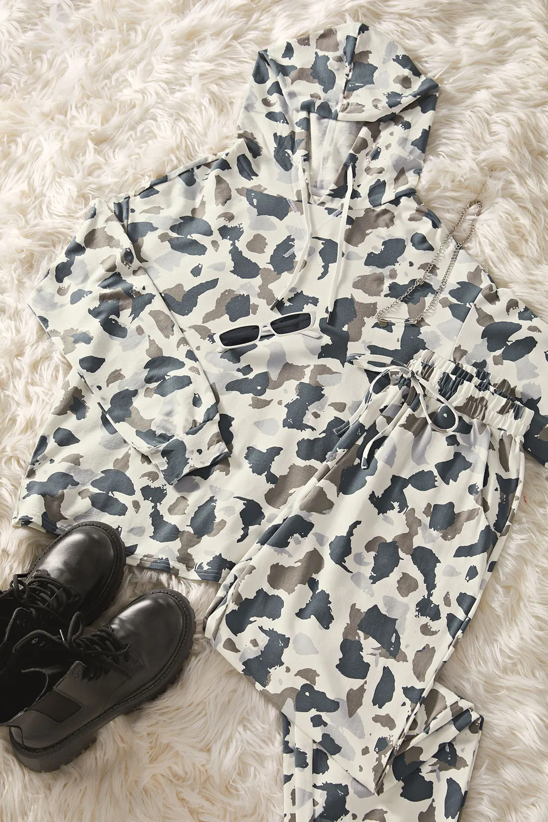 DOBREVA Women's Cotton Pajamas Set Long Sleeve Hoodie With Long Pants Loungewear Tie Dye Kit Loose Plus Size