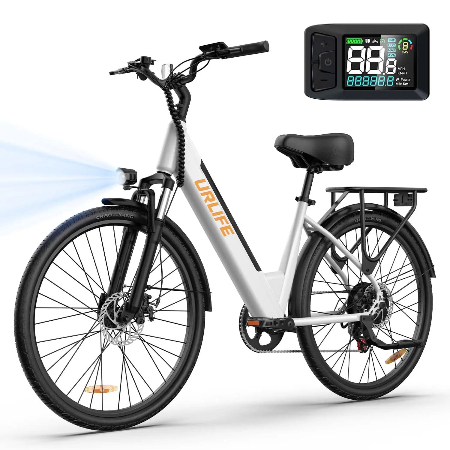 Urlife E26 Commuter E-Bike 26x2 Inch Tires 36V 13Ah Removable Battery LCD Display 7-Speeds Hydraulic Disc Brakes Electric Bike For Adults image 3