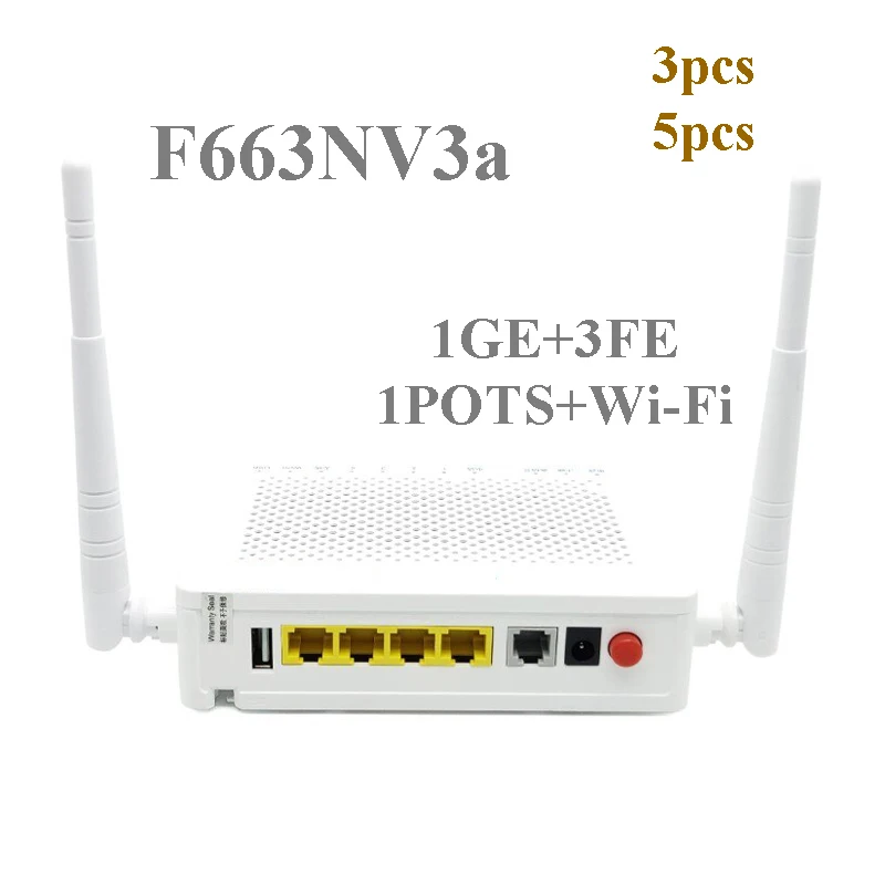

Подержанный F663NV3a Xpon Gpon Epon бывший в употреблении ONU F663 1GE + 3FE + 1 кастрюля + Wi-Fi английская прошивка ac 2 антенны модем маршрутизатора ONT оптовая продажа