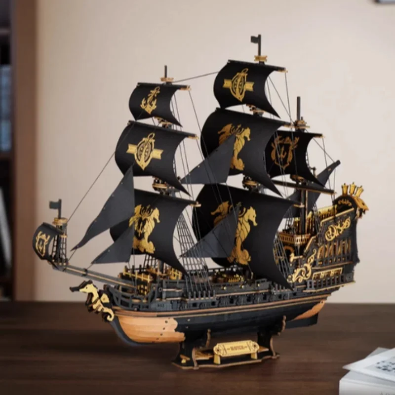 Robotime Rokr 3D Puzzel Houten Zeehuis Barque Model kits Bouwen Thuis Bureau Decoratie Cadeau Voor Tieners en Volwassenen - afbeelding 2