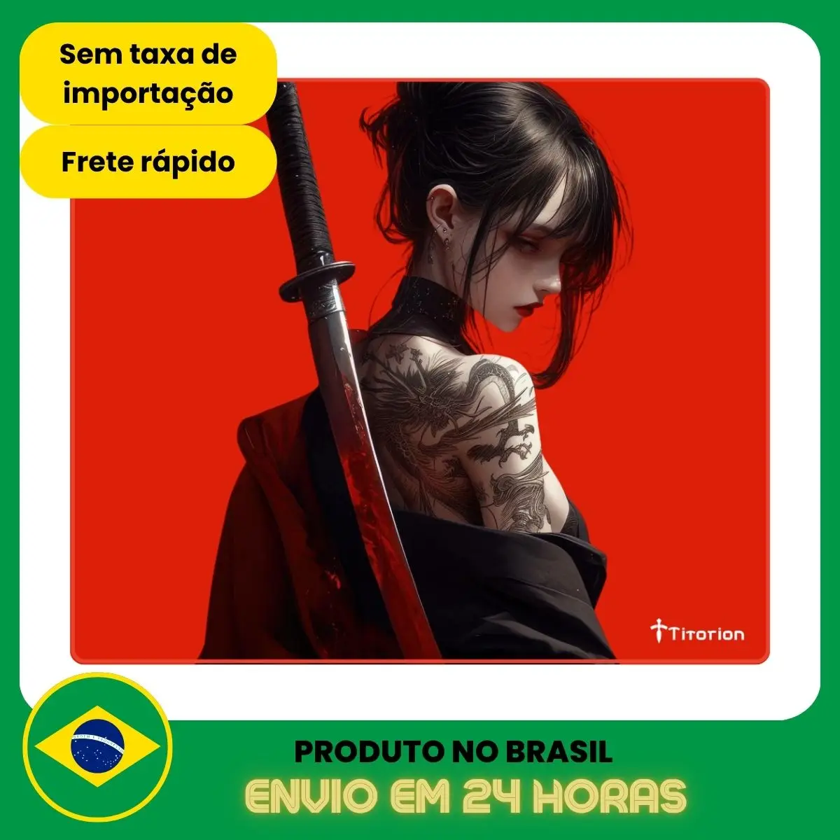 Mouse Pad Gamer APEX CONTROL SOFT Profissional 49x42 Preto Branco Ergonômico Costura Baixa Titorion