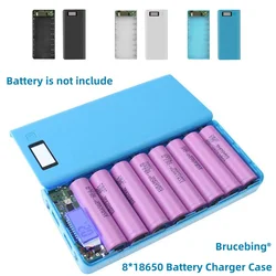 DIY 8*18650 5V 2A Battery Power Bank Case 30000mAh Dual USB Type C Battery Shell No Soldering Storage Box for all Phone Charging