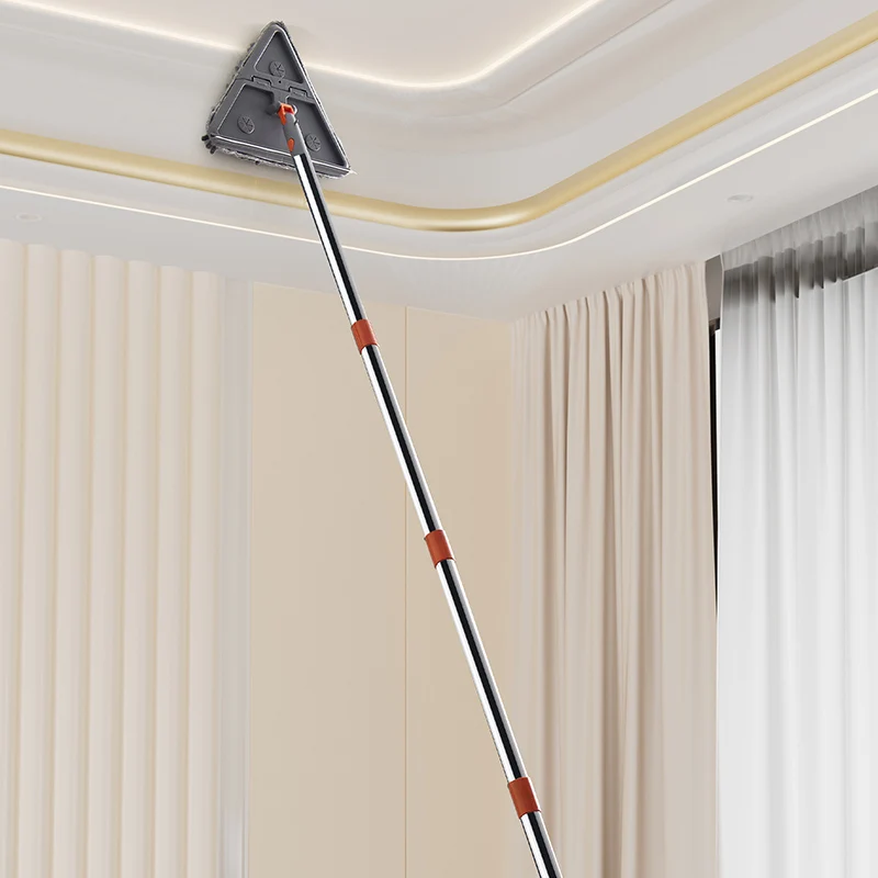 Triangle Microfiber Wall Cleaning Mop with Long Handle Adjustable Dry and Wet Dust Mop for Floor Ceiling Window Wall Cleaning