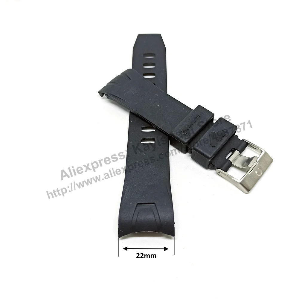 Omega Seamaster Planet Ocean Fits/For 22mm Black Silicone Rubber Replacement Watch Band Strap