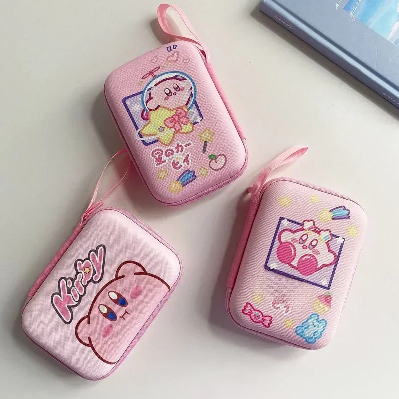 Kawaii dessin animé mignon étoile Kirby Waddle Dee écouteur ligne de données boîte de rangement Anime Figure Portable porte-monnaie fille pochette cadeaux
