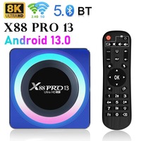 X88 PRO 13 Android 13.0 Smart TV Box 2.4G/5G WIFI6 4GB 32GB 64G 8K HD Media Player BT5.0 IPTV RK3528 H.265 Very Fast Set Top Box