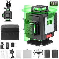 4D 16 Lines Laser Level Horizontal & Vertical With Remote Control360°Self-leveling Laser Levels Rechargeable Tool with 2 Battery