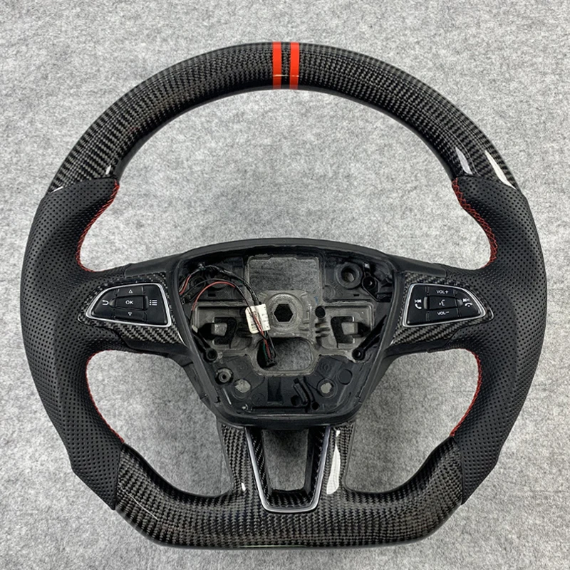 

Carbon Fiber Steering Wheel For Ford 2015 2016 2017 2018 Focus Mk3 Perforated Leather Car Accessories Customized