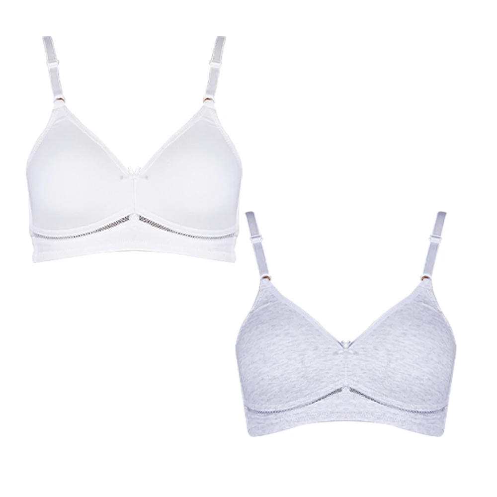 씨엘스토리 주니어 면스판 노와이어 풀컵 브라 2종세트 