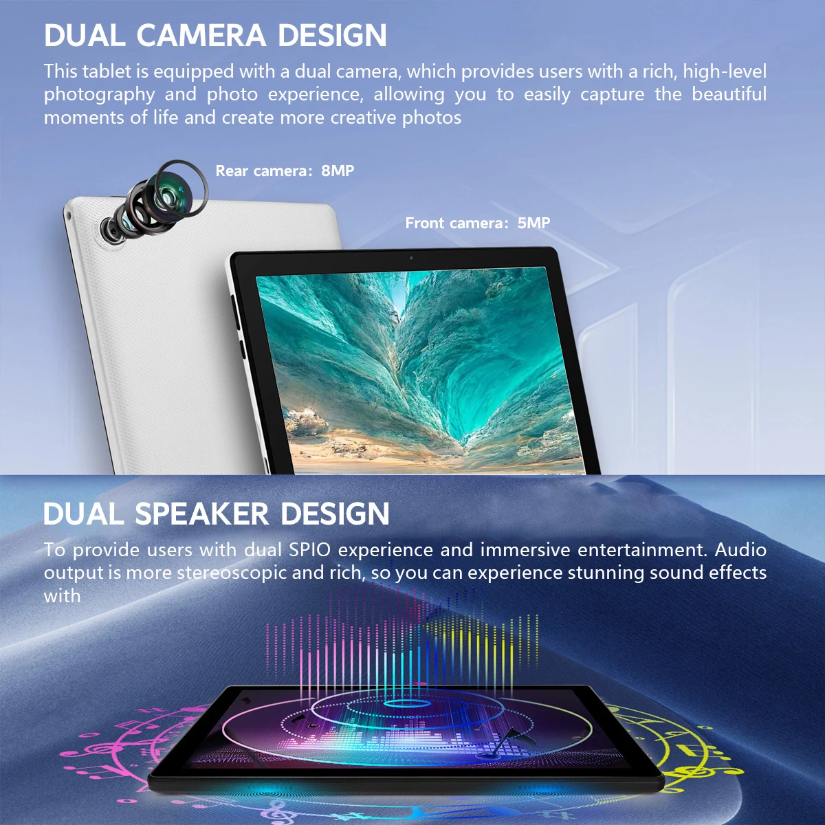AEEZO C10 Tablet 10.1 inch Android 14 Phablet 8GB RAM 64GB ROM (1TB TF) Widevine L1 HD Octa-Core 2.0 GHz WiFi 6 Bluetooth 5.0