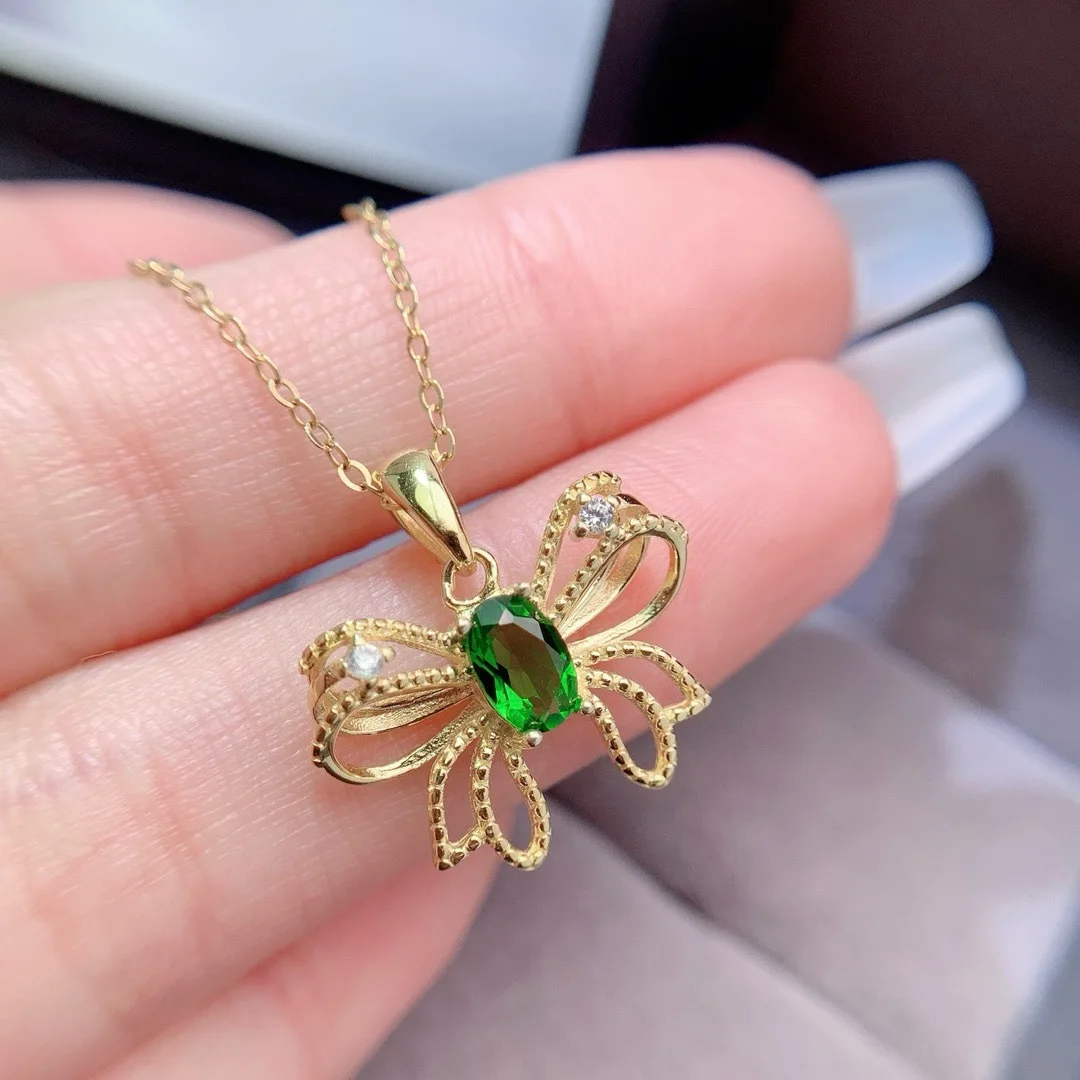Jewelry Girls Natural Translucent Jadeite Necklace Pendant 925 Pure Silver Plated 18K Gold Christmas Gift for Girlfriend Wedding