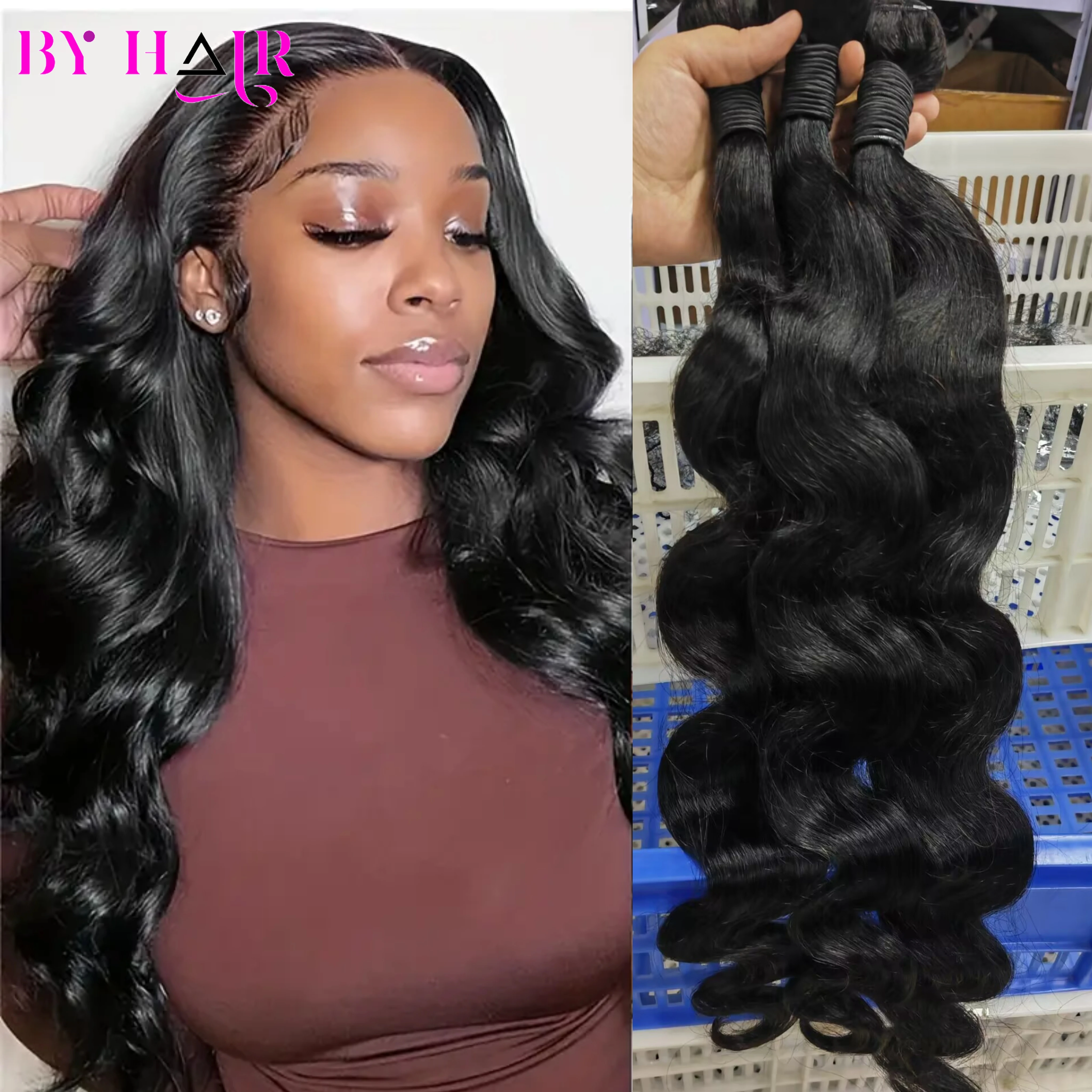 

12A Пучки объемных волн Объемная волна Пучки человеческих волос Натуральный цвет 100% плетение человеческих волос 1/3/4 шт. Волосы Remy Наращивание объемных волн