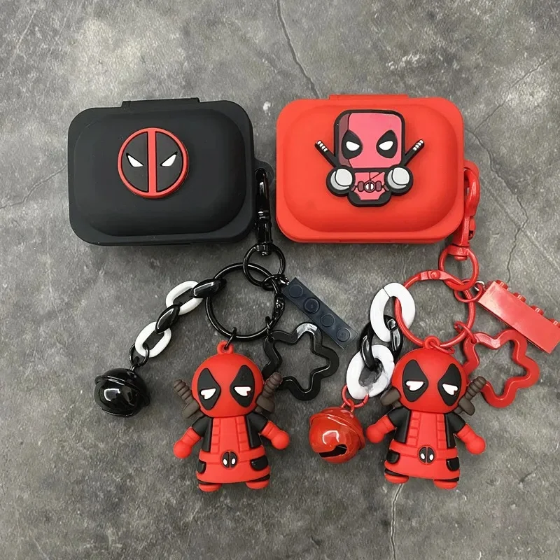 Étui pour écouteurs Marvel Deadpool, dessin animé pour rien d'oreille (A), boîtier de chargement pour écouteurs sans fil en Silicone, housse de protection avec porte-clés