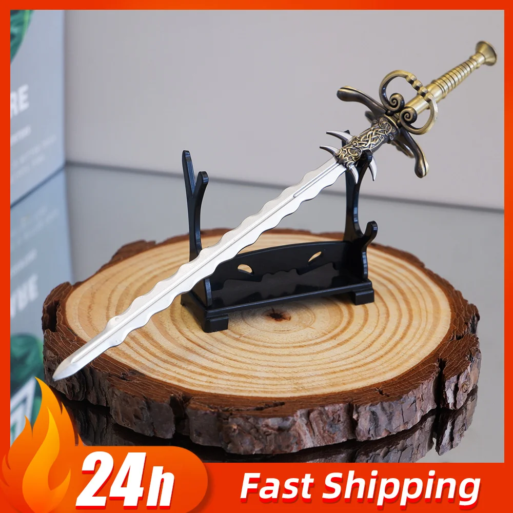 22 cm Diablo Grove tandzaag tweehandige decoratieve zwaard Game wapens model Metalen Speelgoed zwaarden Desktop Ornamenten Jongen Geschenken