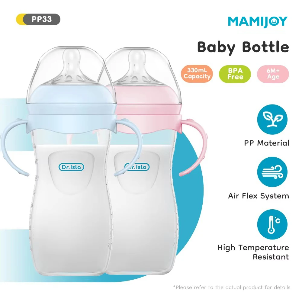 

MAMIJOY 330 мл детская бутылочка с ручкой, защита от крови и падения, прозрачная весы, бутылочка для молока для кормления, бутылочка для новорожденных, БЕЗ BPA, PP33