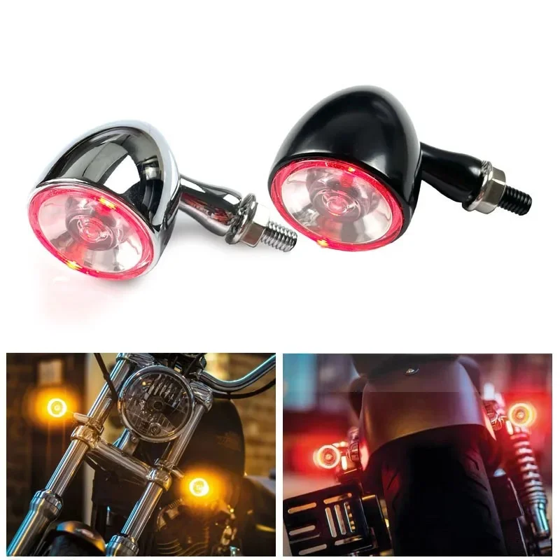 Bullet Style LED 3 in 1 Motorcycle Turn Signal Light 1000 DF Blinker Indicator Front Rear Turning Light Brake Stop Running Light — 2