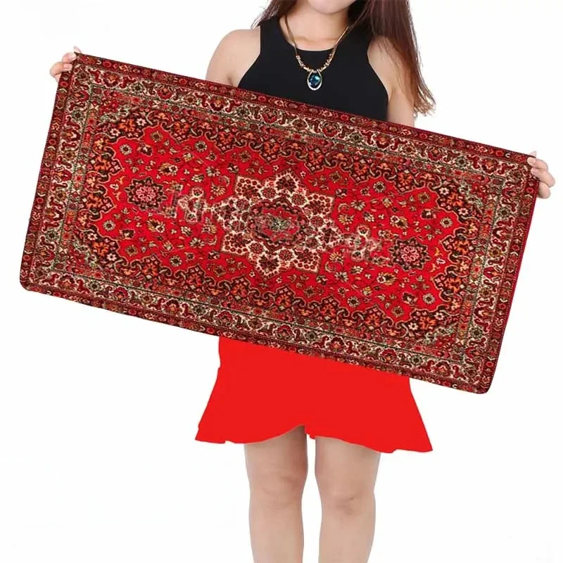 Mairuige Duży rozmiar Podkładka pod mysz Podkładka pod mysz Czerwony perski dywan Styl 90X40CM Moda Antypoślizgowa podkładka pod klawiaturę do laptopa PC Osobowość — zdjęcie produktu 7
