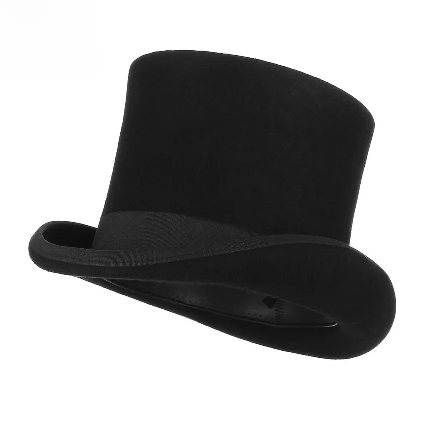GEMVIE 17cm 100% wełny czuł bobra wysoki Cylinder Topper Derby Cylinder kapelusz dla kobiet mężczyzn szalony kapelusznik kostium imprezowy magik Cap — zdjęcie 2