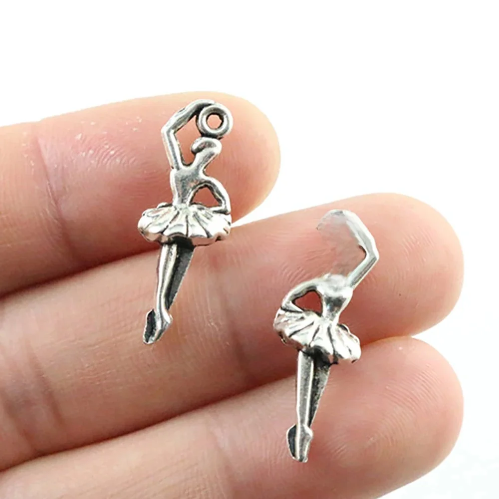 27x6mm 20 sztuk/partia antyczne posrebrzane baletnica Handmade Charms wisiorek: DIY dla bransoletka necklace-P2-14 — zdjęcie 2
