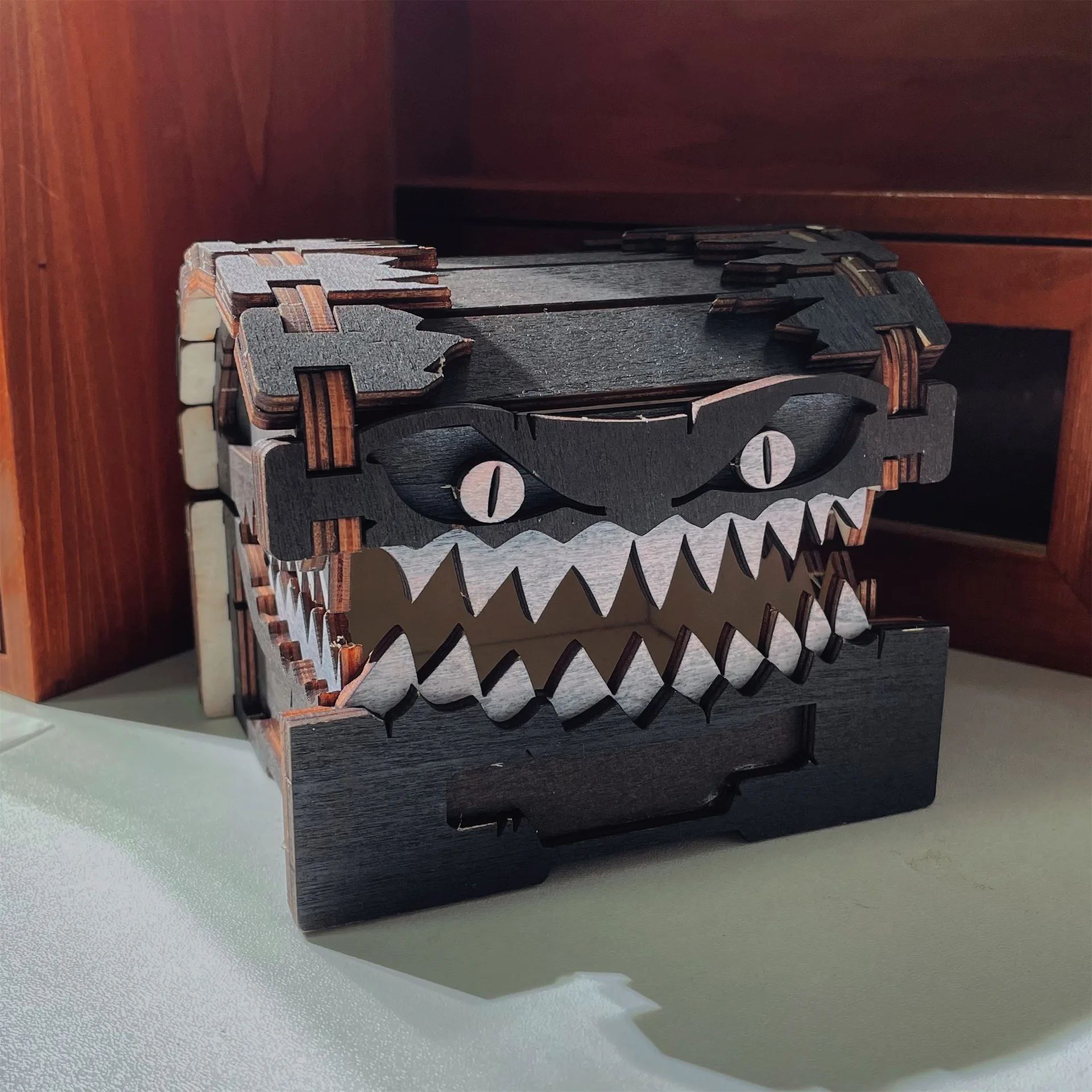 

Wooden Monster Box for DND Dice storage box for Dungeons and Dragons for storaing Acrylic Dices, Resin Dice Metal Dices, Keys