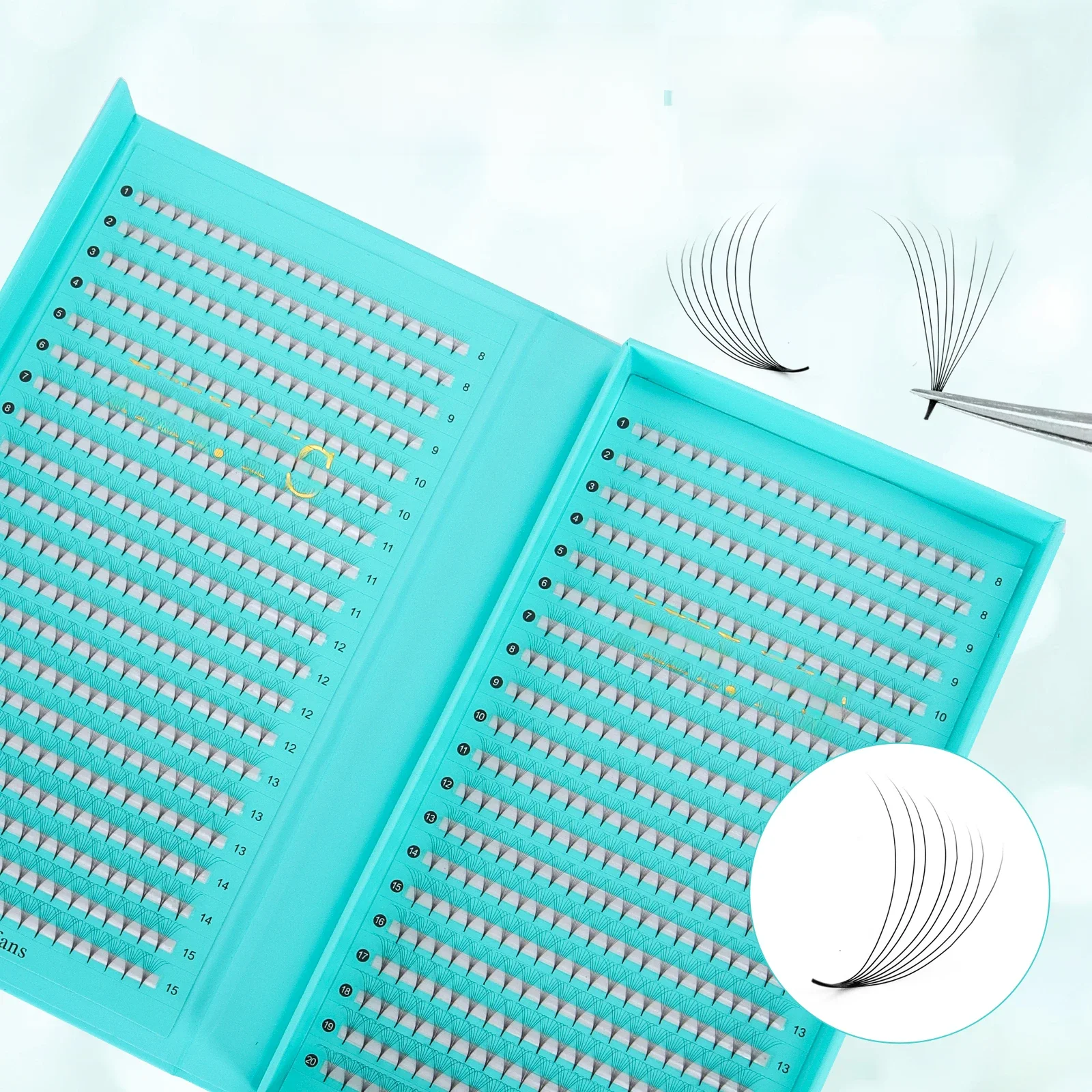 800 ventilateurs 8D 0.05/0.07 racines Base mince ventilateurs préfabriqués cils tige moyenne Base pointue préfabriquée ventilateurs de Volume Extensions de cils