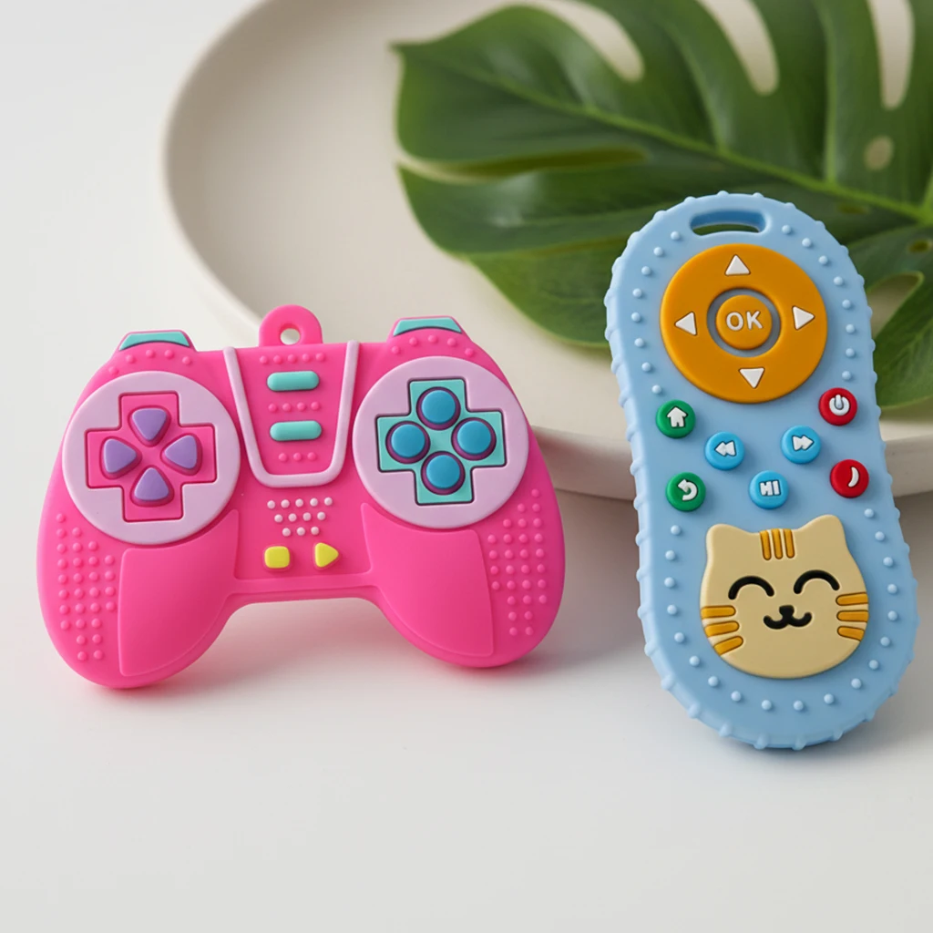 Baby Toys 0 6 Months, 2Pcs Silicone Teether Ring Pack for Baby Shower Gift