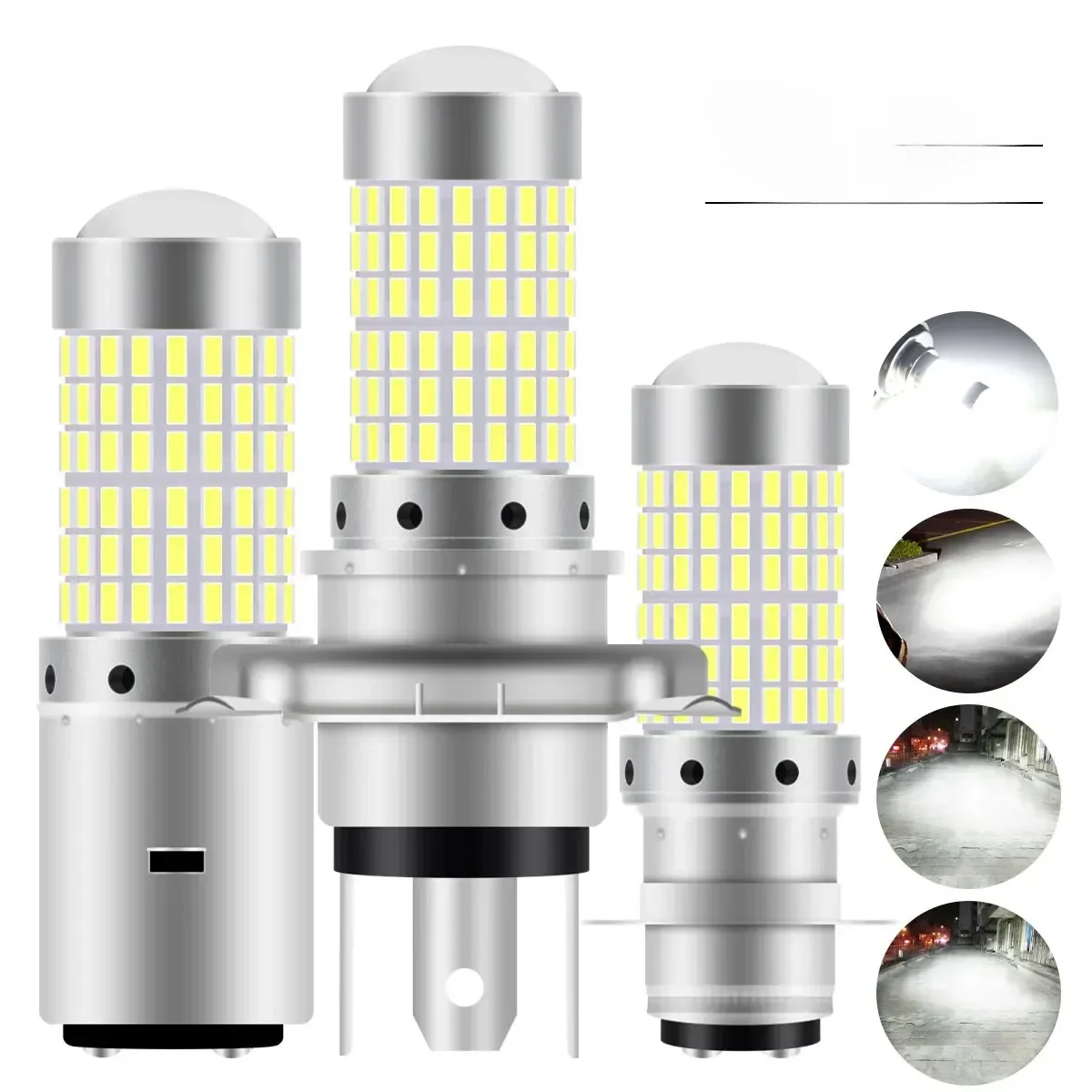 Ampoules de sauna LED pour moto, lumière blanche super brillante, antibrouillard, budgétaire, jeu et prise, H4, P15D, BA20D, 144 SMD, 12V, 1PC