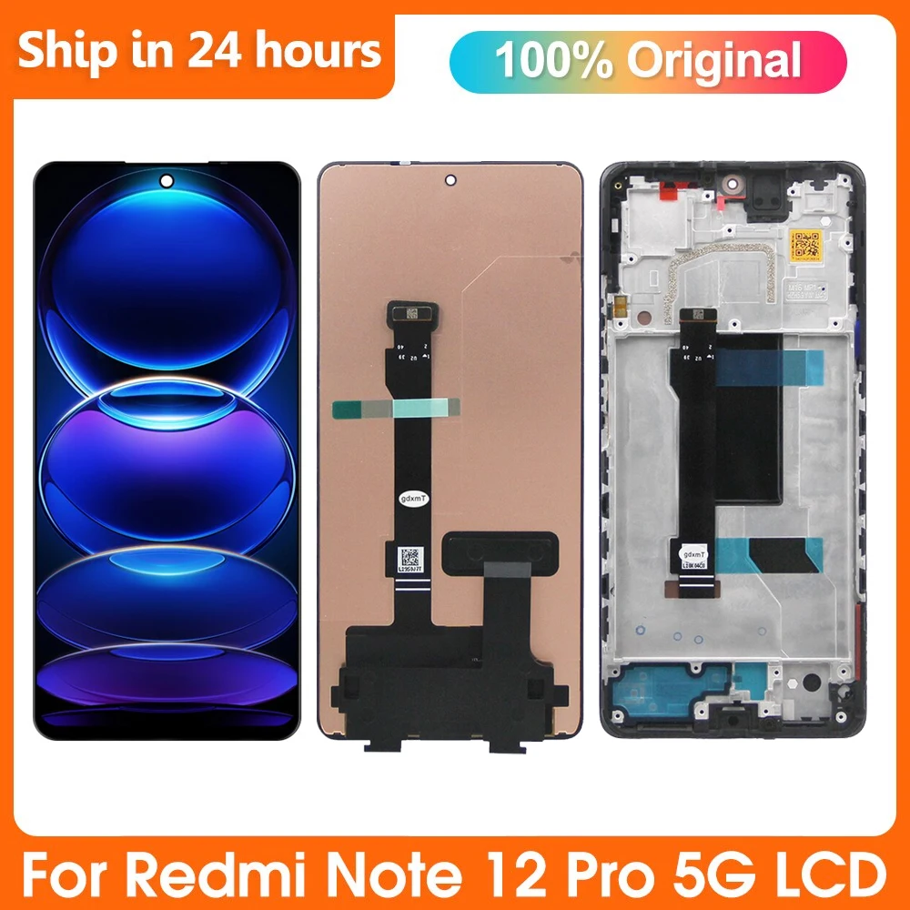 Original For Xiaomi Redmi Note 12 Pro 5G LCD Display with frame Digitizer For Redmi Note 12Pro‎ 5G 22101316C Screen Replacement