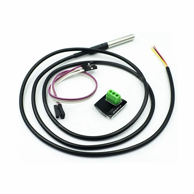 Kit de Module de capteur de température DS18B20, câble de capteur numérique étanche de 100CM, adaptateur de Terminal de sonde en acier inoxydable pour Arduino