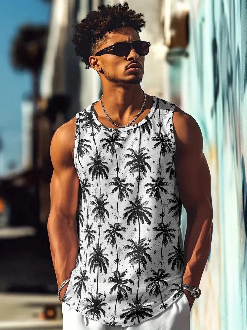 Four Seasons Y2K Men's Sleeveless Shirt Outdoor Breathable Fitness Fast Drying Fashion Printed Sports Undershirt Fitness T-shirt