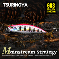 TSURINOYA 60S Sinking Minnow Fishing Lures 60mm 6.1g Jerkbait Bass Pike Carkbait Wobblers Swimbait Professional Hard Bait