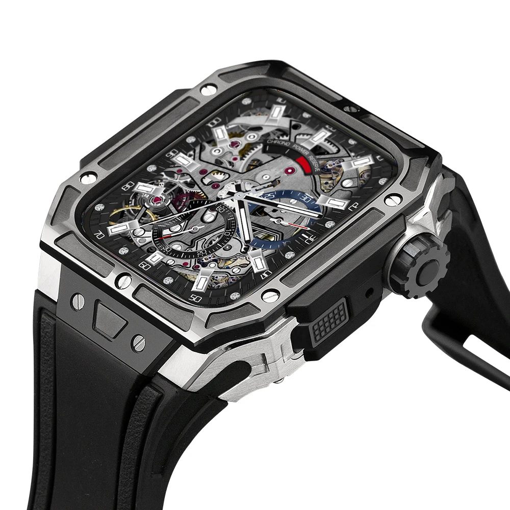 For Apple Watch 8 Ceramic Stainless Steel Luxury Modification Mod Kit 44MM 45MM Comfortable Fluorine Rubber SE 4 5 6 7  Series image 4