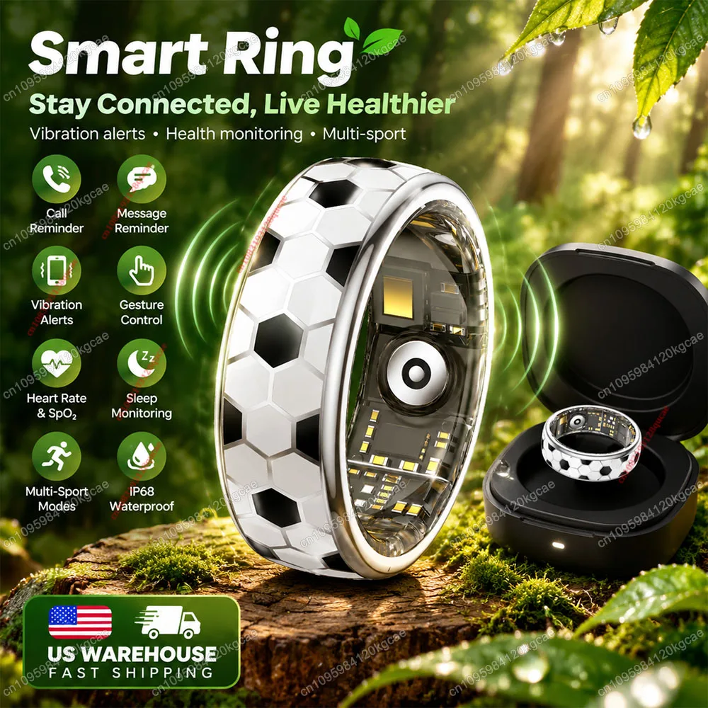 2026 Smart Ring Incoming Call Vibration Alert Gesture Swipe Video Messages Reminder Heart Rate Blood Oxygen Menstrual Cycle Health Monitor Smartring Men Women