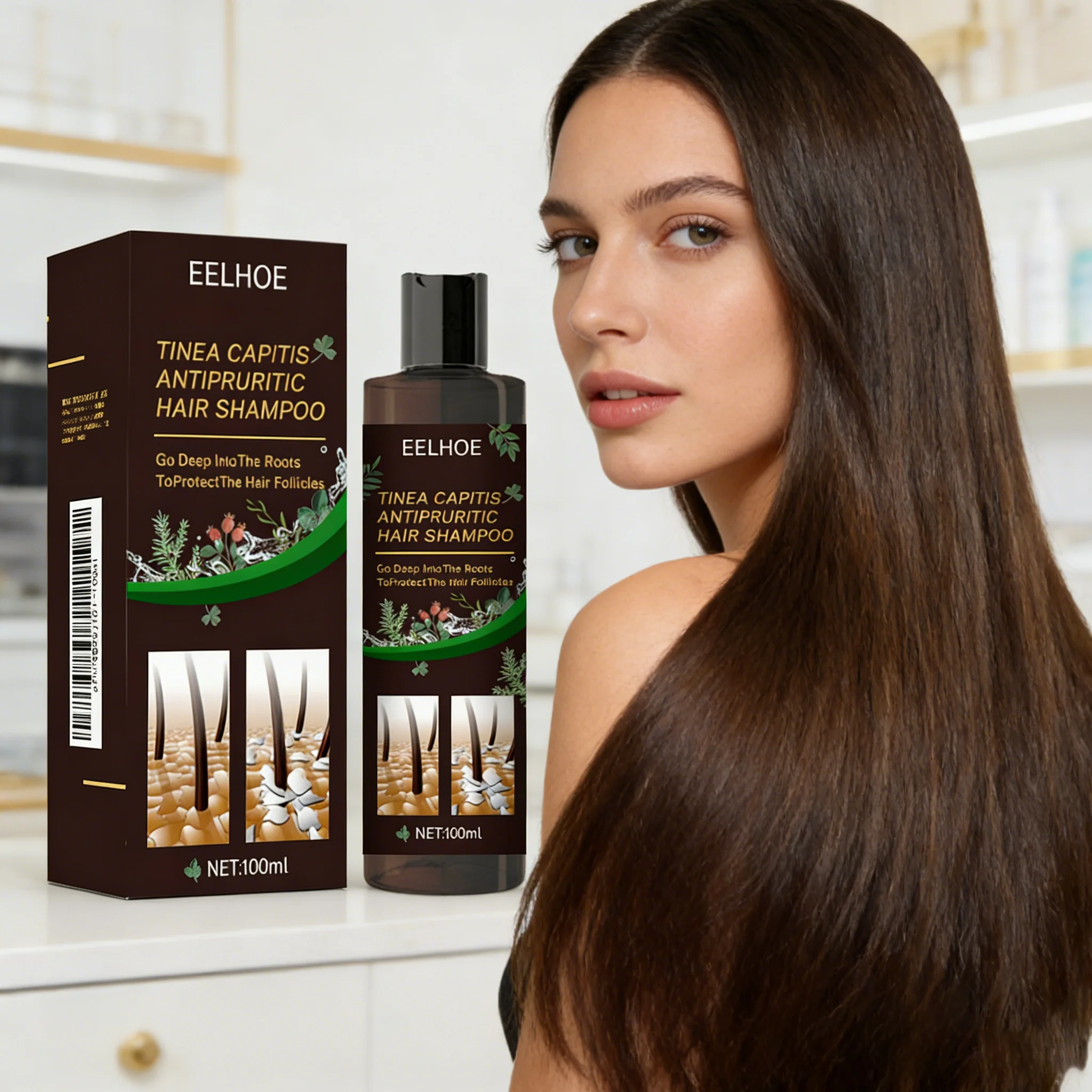 EELHOE Champú Limpiador Capilar 100ML, Control de Grasa del Cuero Cabelludo, Eliminación de Caspa, Alivio del Picor, Nutrición para Cabello Dañado, Cuidado Capilar Diario