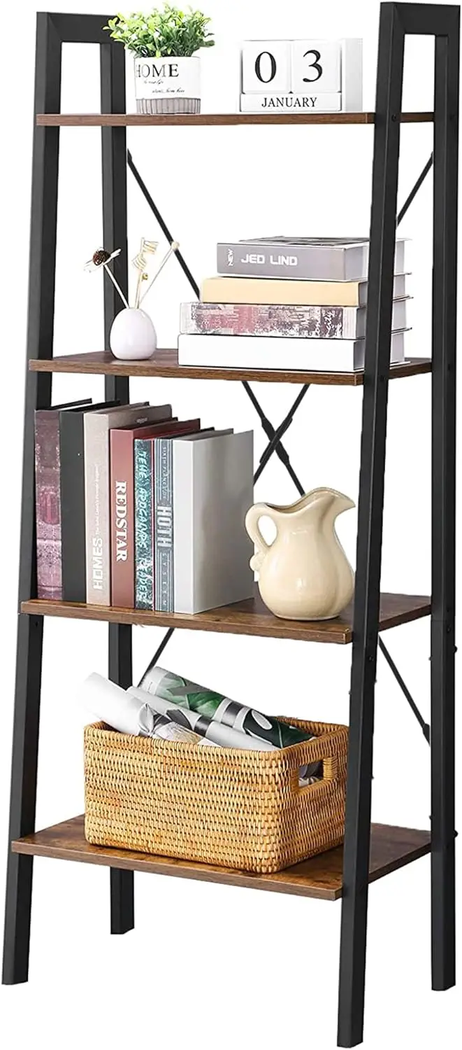 mcc direct 4-Tier Bookcase Multifunction Display Rack Ladder Bookshelf