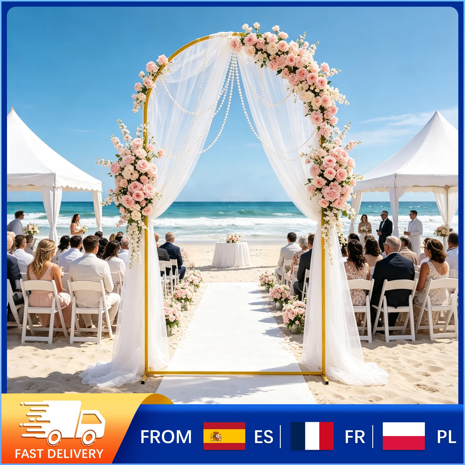 Arche de mariage en métal résistant à la rouille, support de toile de fond à base croisée stable, arche florale à montage rapide pour la décoration de mariages, anniversaires, remises de diplômes et fêtes de jardin