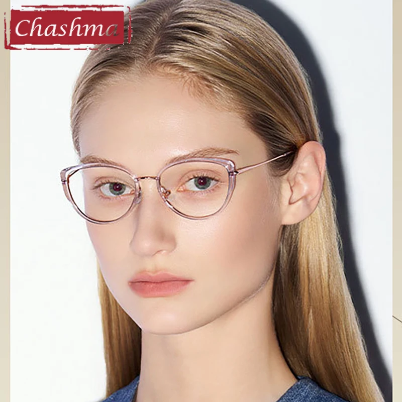 Chashma Prescription Glasses Women Cat Eye TR90 Titanium Spectacles for Recipe Eyewear Lenses Myopia Eyeglasses Frames