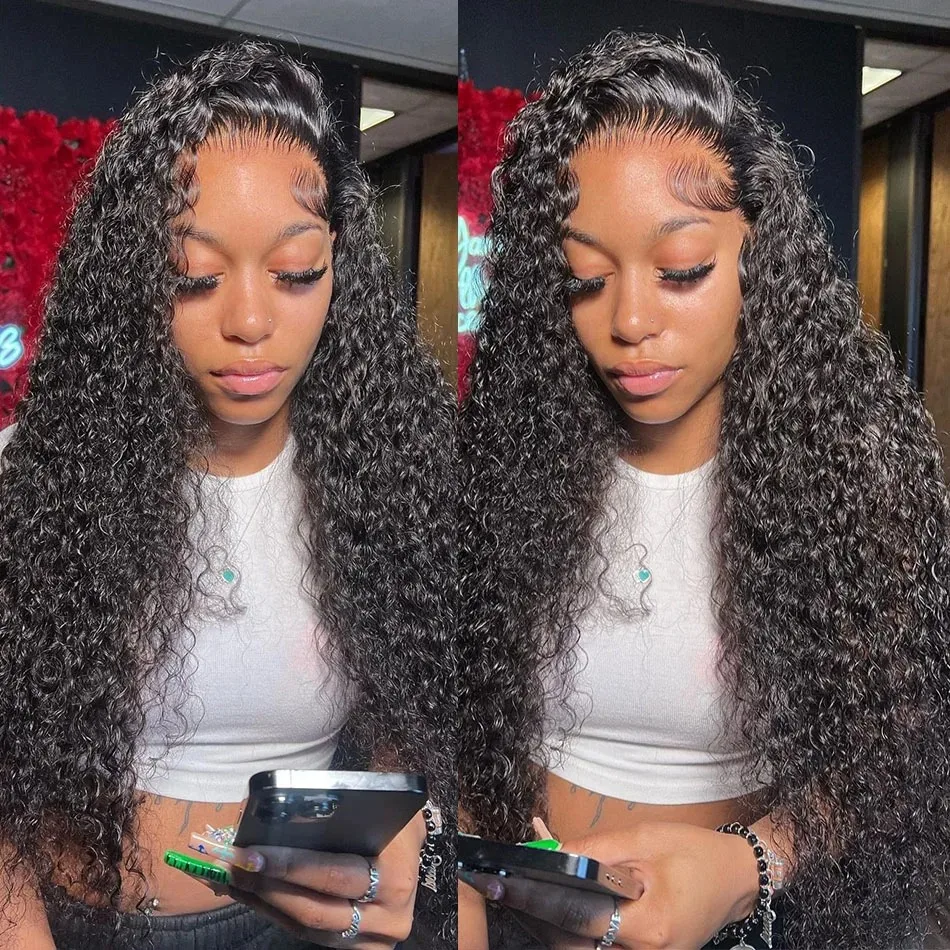 260 Density Human Hair Curly Wigs 40 Inch 13x6 HD Frontal Wig Deep Wave 13x4 Transparent Lace Front Wig Peruvian For Black Women