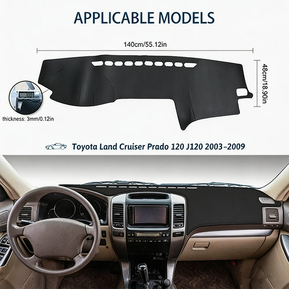 For Toyota Land Cruiser 120 J120 2003-2009 Car Dashboard Cover Mat-Odorless Eco Friendly Avoid Light Pad