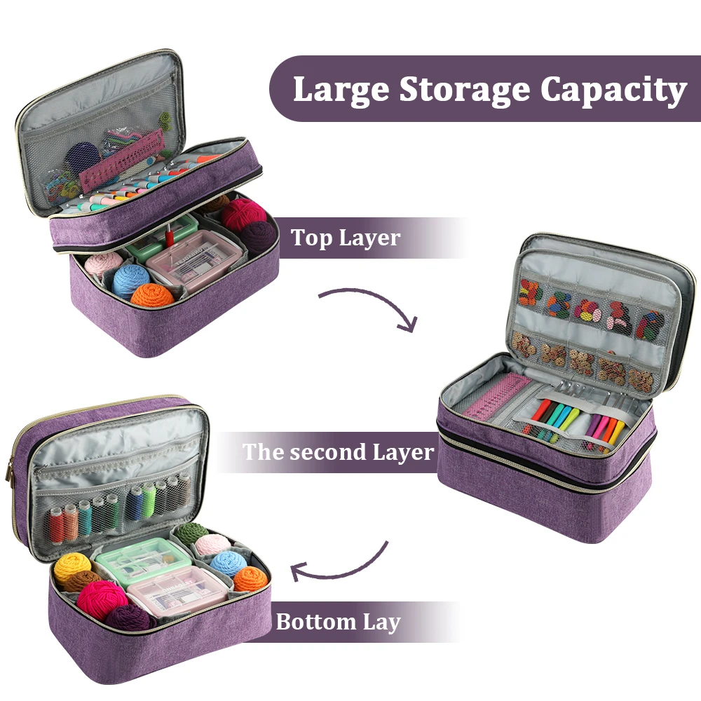 

1 piece of double-layer sewing tool storage bag, a portable sewing accessory storage pouch for outdoor use