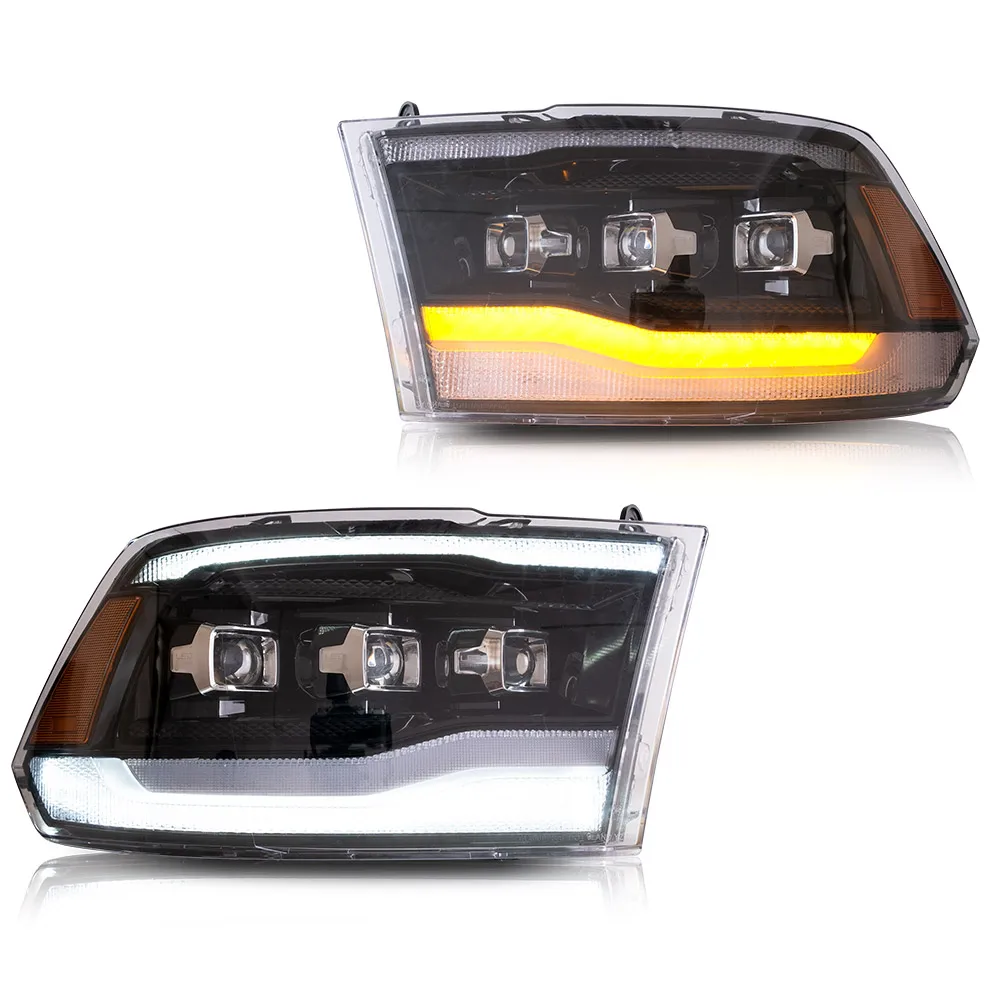 Next-Gen Premium Matrix LED Projector Koplampen voor Dodge Ram 1500 2500 3500 2009-2018 & Classic, Dynamische Activering Start-Up DRL Sequentiële Amberkleurige Richtingaanwijzers Aangepaste Voorste
