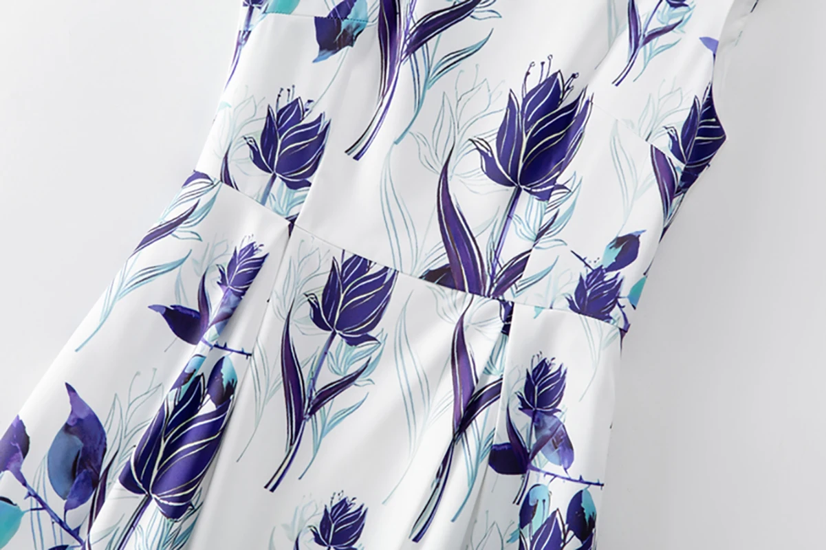 Elegante mouwloze bloemenprintjurk voor dames Vintage A-lijn zomercasual feestjurken